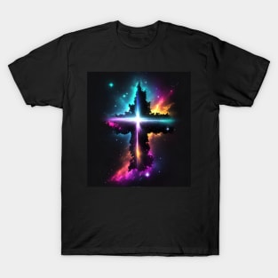 Cross Light Piercing The Nebula T-Shirt